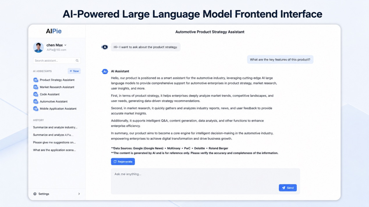 AIPie intelligent Q&A front-end interface